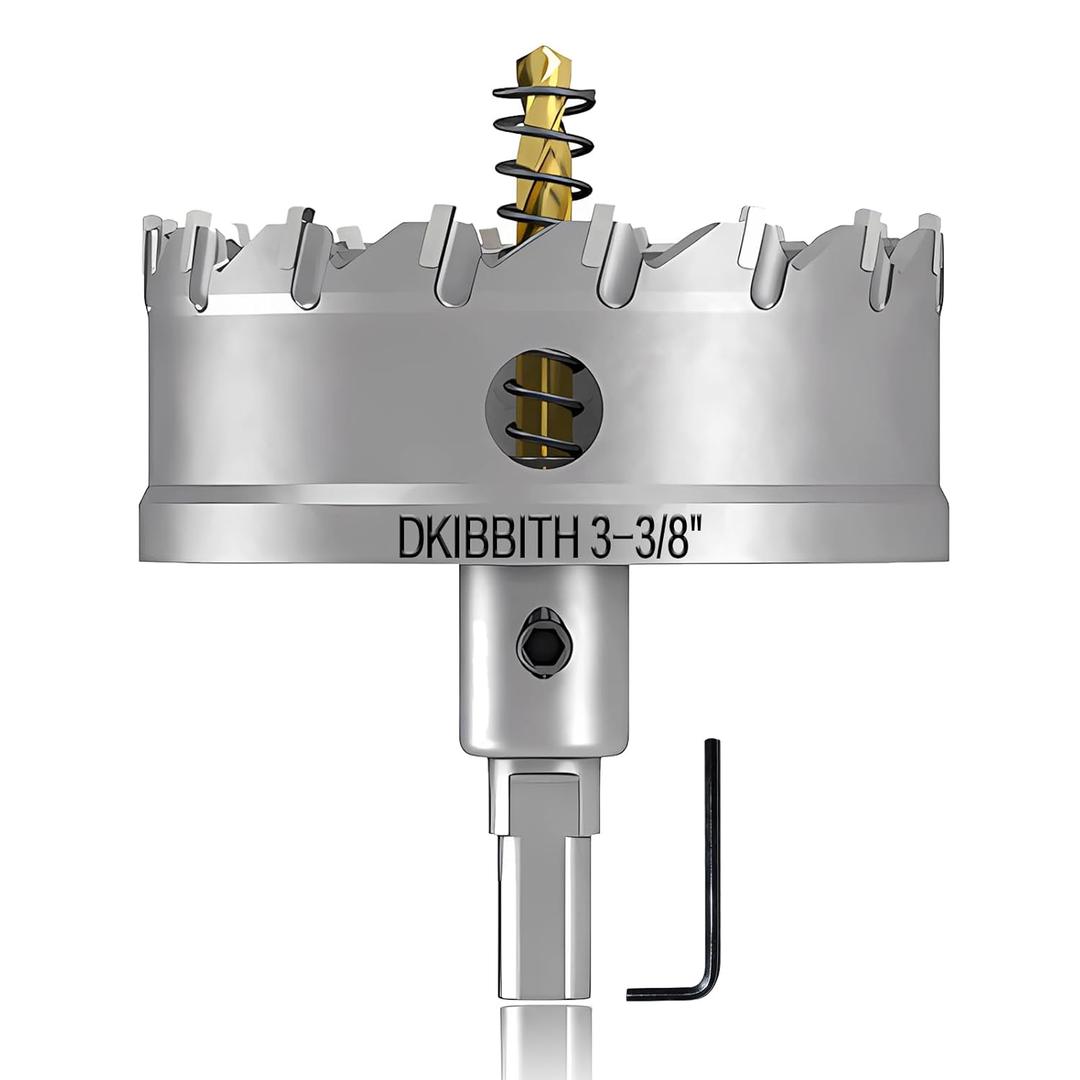 TCT Hole Saw Set, 3-3/8"(85mm) Heavy Duty Tungsten Carbide Tipped Hole Cutters for Stainless Steel Mild Steel Copper Iron Brass Plastic and More, with Titanium-Plated Pilot Drill Bits.