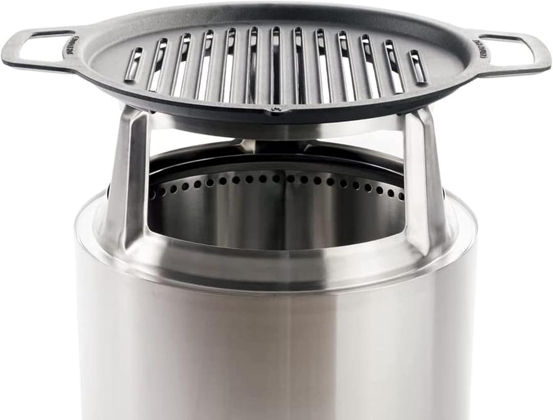 Solo Stove Bonfire Grill Top and Hub, Cast Iron Cooktop with Stainless steel Hub for 8 Elevation, Addition for Bonfire Fire Pit, Weight: 20 lbs, Diameter: 17.5"
