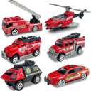 6 Pack Diecast Fire Trucks for Toddlers 3-5, Alloy Metal Fire Truck Toy for Boys 3 4 5 6 7 Years Old, Mini Fire Engine Car Toys City Emergency Vehicles for Kids Boys Girls Birthday Easter Gifts