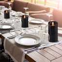 Pack of 3 Black Regular Textured LED Flameless Flickering Battery Operated Candles with Remote and Timer, Real Wax Pillar Candles for Festival Wedding Halloween Christmas Home Party Decor