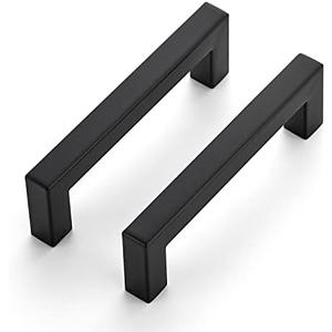 Goldenwarm 35 Pack 5 Inch Kitchen Square Cabinet Handles Matte Black Pulls Black Drawer Pulls Kitchen Cabinet Hardware for Cupboard Drawer Handles