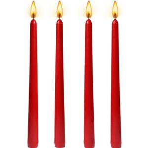 10 Inch red Taper Candles-Set of 4 Tapered Candle, Tall Candlesticks,Home Dinner Candle, Party, Wedding, Halloween, Christmas Candles (9.9 Inch, Red)