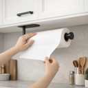 Paper Towel Holder Under Cabinet, Self Adhesive or Screw Mount, Fits Most Standard US Paper Towel Rolls, SUS304 Stainless Steel, Black