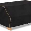 Bitubi 70 / 72 Inch Waterproof Picnic Table Cover With Bench Covers,Classic Black Wind Dust Proof Anti-UV, 72Outdoor Cover For Picnic Table