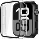 Misxi 2 Pack Tempered Glass Case Compatible for Apple Watch Series 11 (2025) Series 10 46mm, Hard PC Screen Protector Ultra-Thin Lightweight Scratch-Resistant Cover for iWatch, 1 Black + 1 Transparent