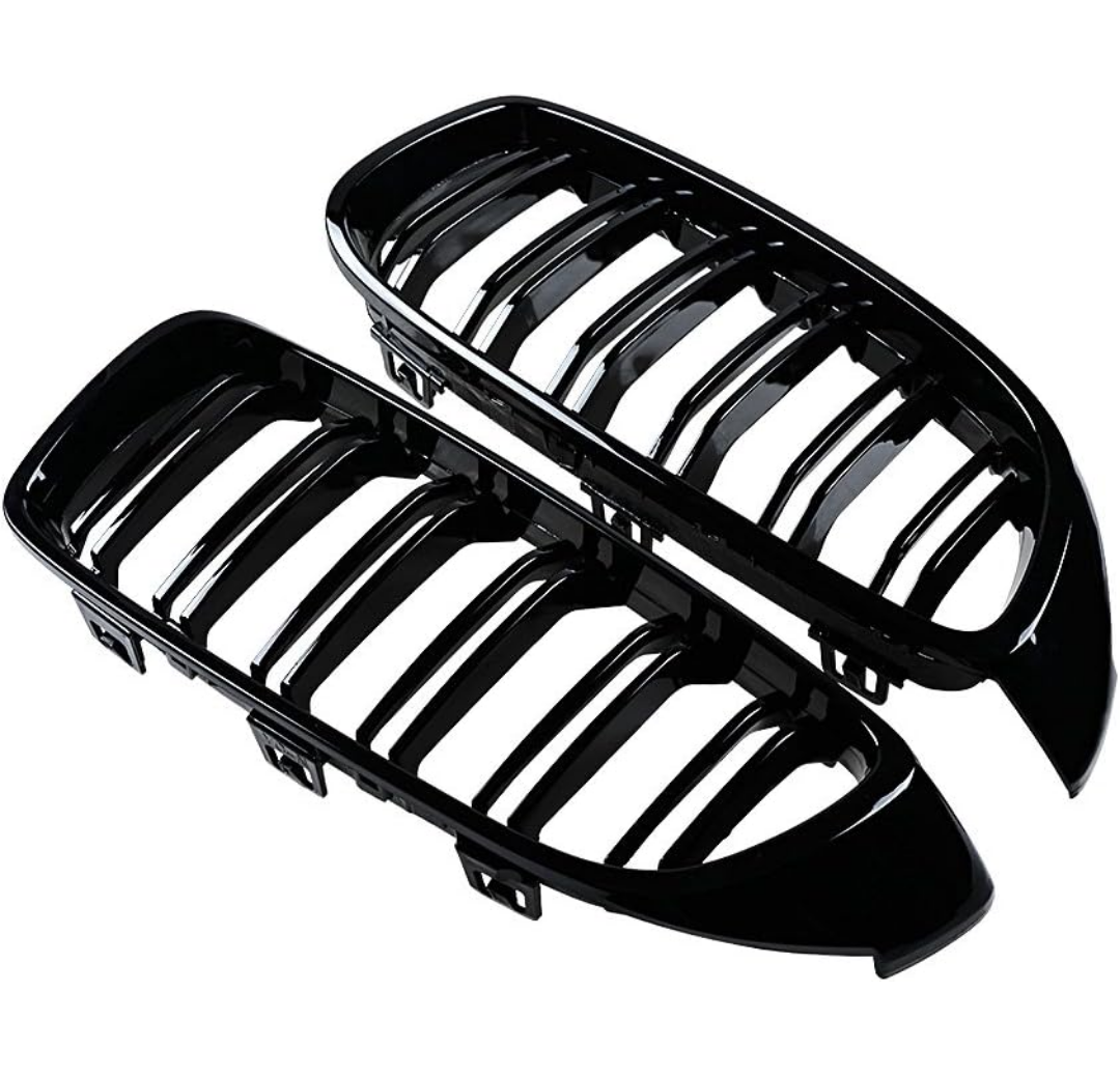Front Kidney Grille Dual Bar M4 Look Style Compatible with F32 F33 F36 F82 F83 F80 M3 (Gloss Black)