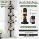 360° Rotating Corner Shower Caddy Tension Pole Organizer, Black, Rotation