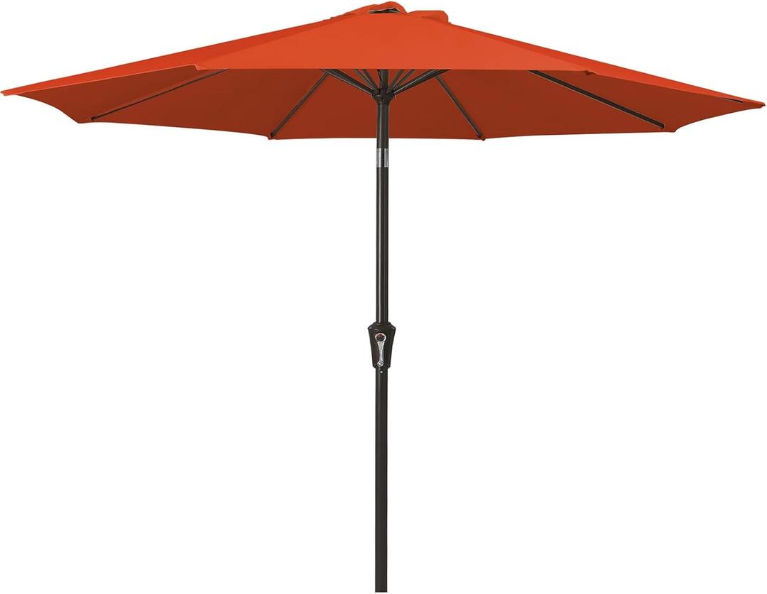 MEWAY 9ft Patio Umbrella Outdoor Table Umbrellas with Push Button Tilt and Crank, Market Umbrella 8 Sturdy Ribs for Deck, Garden, Pool and Backyard, Orange