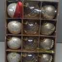 12PCS Champagne Gold Glitter Christmas Tree Ornaments  3.15 Shatterproof Baubles with Clear Sparkly Sequin & Star Accents, Holiday Ball Decorations for Xmas Tree, Party & Home Dcor (Champagne)