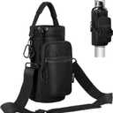 Nuovoware Water Bottle Carrier Bag,25oz/40oz/64oz Bottle Pouch Holder,Adjustable Shoulder Hand Strap 2 Pocket Sling Neoprene Sleeve Sports Accessories for Hiking Travelling Camping (Black)