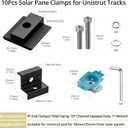 Anbte 10 PCS Solar Panel Mounting Brackets for Unistrut, Aluminium 30mm/35mm 6 x T-Shaped Mid Clamps + 4 x End Clamps, Solar Panel Mounting Kit for Metal, Tin, Flat, Sheet Roofs, RV, Black