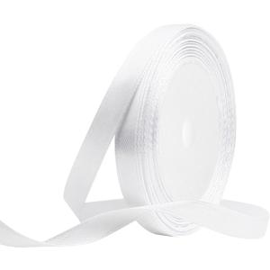 White Satin Ribbon, 3/8 Inches x 25 Yards Thin Silk Ribbons for Gift Wrapping, Crafts, Christmas Tree, Flower Bouquet, Wedding Gifts