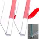 Nuanchu 2 Pcs Clear Vinyl Angled L-Type Seal Strip with Pre-Applied Self Adhesive Backing Bathroom Threshold Water Strip Shower Door Seal Strip for Gap Less Than 11/16-73 Long Frameless Shower Door