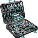 TLGREEN 79 Pieces Tool Set, Car Tool Kit, Basic Tool Kit with Tool Box, Ratchet Handle, Bits Driver Handle, Adjustable Wrench, Home Tool Kit for Car, Motorcycle, Bicycle, Dorm, Home