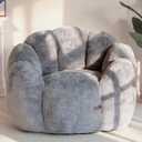 MAXYOYO Bean Bag Chair for Adults, Floral Shaped Bean Bag Sofa, Ultra Soft Faux Fur Floor Sofa, Large Reading Chair for Living Room Bedroom, Dark Grey, Single | 40"D x 42"W x 29"H