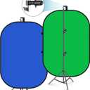 Neewer 5x7ft/1.5x2m Chromakey Foldable Backdrop with Stand 8.5ft/2.6m, 2-in-1 Reversible Green Blue Green Background Panel for Photography Studio, Live Streaming, Video Calls, Games