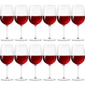 Set of 12 Unbreakable Acrylic Wine Glasses with Stem, 19 oz Plastic Wine Glasses Reusable Clear Goblet for Outdoor Drinking, Pool, Travel, Camping or Picnic Gift Supplies