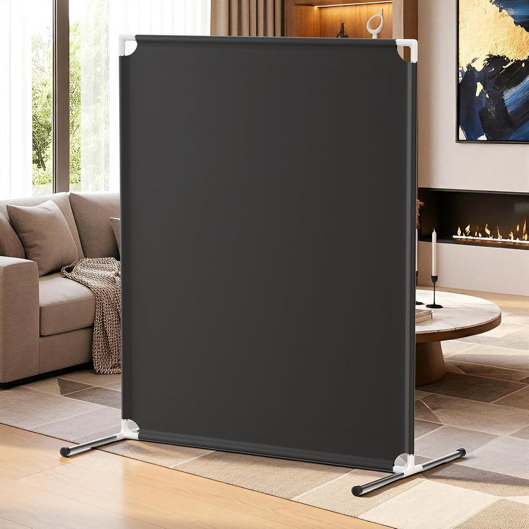 Room Divider for Privacy Protection - Single Panel Privacy Screen for Room Separation, 75.6" x 60" Portable Room Partition for Bedroom Office Dorm, Freestanding Divider Easy to Install Black