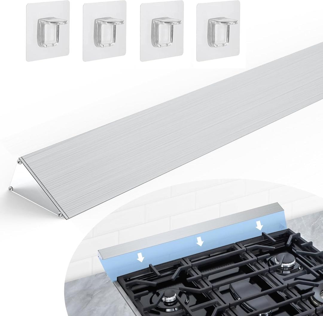 30" Slide-in Range Rear Filler Kit W10113901A, Stove Gap Universal Triangular Filler Strip, Cooktop Trim Kit Between Stove and Backsplash for Whirlpool & Most Brand, Durable Aluminum, Silver (Silver)