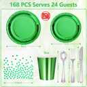 Green Party Decorations, 168 Pcs Green Paper Plates and Napkins Party Supplies, Birthday Plates Serve 24, for Birthday Baby Shower Graduation Father's Day