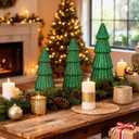Artmag Set of 3 Christmas Tree Decorations Indoor, Glittering Modern Christmas Tree Decor Tabletop Entryway Table Mantel Centerpiece for Holiday Party (Green)