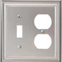 Amerelle Continental Single Toggle/Single Duplex Cast Metal Wallplate in Satin Nickel