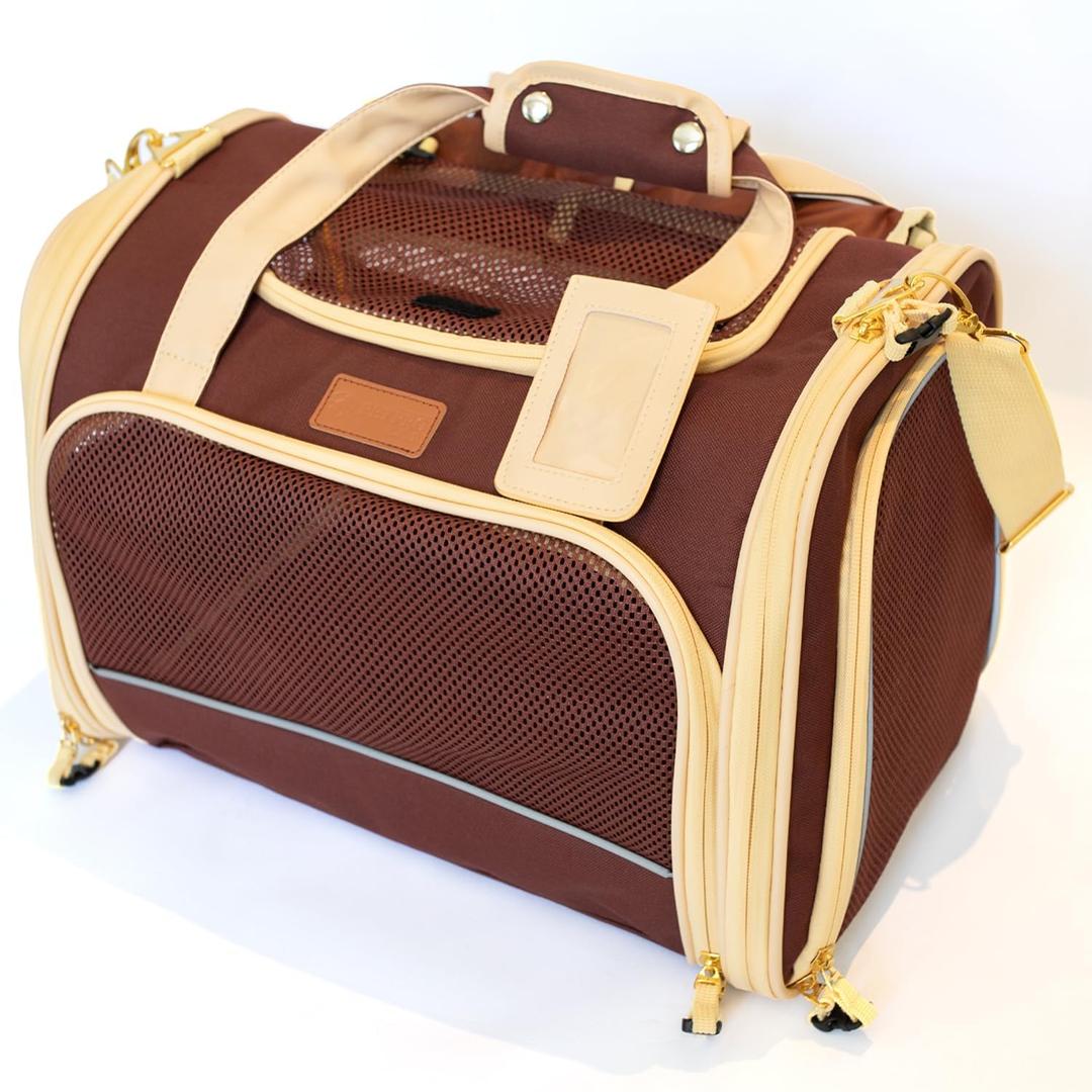 Large Cat Carrier Soft Dog Carrier for Small Dogs Pet Bag Carriers for Cat Dog Travel Bag Large Small Dog Puppy Kitten Rabbit Bunny Airline Approved for Traveling (M Brown) (17" x 12" x 11")
