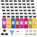 Janisfirst 48Pcs 12 oz Empty Plastic Juice Bottles with Caps,Reusable Clear Homemade Water Bottles Containers with Black Tamper Evident Caps for Juicing, Smoothie, Milk,Drinking and Other Beverages