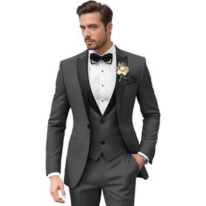 Men's Slim Fit Suit 3 Piece Suit Men Big and Tall Suits for Men Business Wedding Party Jacket Vest & Pant, XL