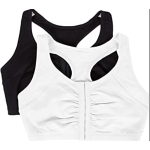Fruit of the Loom Women's Front Close Racerback (Pack of 2) Bra, Black/White, 36