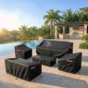 Outdoor Patio Furniture Cover Rectangular, Heavy Duty 600D Waterproof Cover for Table & Chair Set, Windproof, UV Resistant, All-Season Protection for Backyard,Deck & Garden,88" L x 62" W x 28" H,Black