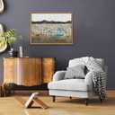 Floating Framed Canvas Wall Art, Vintage Blue Bicycle Flower Basket Wall Decor, Country Nature Landscape Wildflower Poster Print Paintings for Bathroom Living Room Bedroom Home Decor 12x16 inch