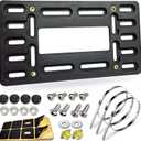 BGGTMO License Plate Bracket Holder- Front License Plate Mounting Kit, Universal Bumper Car Tag Frame Mount Adapter with Stainless Steel Screw Cap, Cable Ties (Black - 4 Holes)