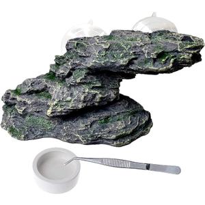 PINVNBY Basking Platform for Turtles Tortoise Dock Resin Resting Rock Reptile Habitat Climbing Ornament Floating Ledge Aquarium Decoration with 2 Pcs Suction Cups for Frogs, Newts,Lizard(3 Pcs) (Bronze)