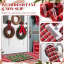 2 Pcs Candy Cane Christmas Doormat 24'' x 51'' Red White Buffalo Plaid Outdoor Rug and 18'' x 28'' Candy Cane Coir Doormat Welcome Mat Non Slip Floor Mat for Outside Entrance Front Porch