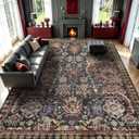 Washable Area Rugs - Perfect for Living Room, Bedroom, Kids Room, Nursery - Stain & Water Resistant Non-Slip, Pet & Child Friendly, Vintage Tribal Area Rugs (Rust, 9' x 12')