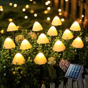 JMEXSUSS Solar Mushroom Lights for Outside, 20 LED 36FT Solar String Lights Outdoor Waterproof, 8 Modes Solar Pathway Lights for Garden Patio Yard Decorations, Mushroom