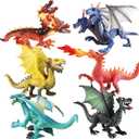 EOIVSH Dragon Toy Figures - Ancient Flying Dragon Figurines, Mythical Action Figure Kid Toys, Girls and Boys Ages 3 and Above, Pack of 6
