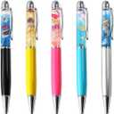 Gullor 5 Pieces Retractable Ballpoint Pens, Bling Dynamic Floating Liquid Sand Glitter Pen, Ocean Series (Multicolor)