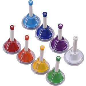 Heysland Handbells 8 Note Diatonic Metal Bell Colorful Desk Bells Hand Percussion Bells Kit for Kids Children Musical Teaching Family Party Chior