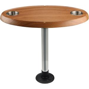 Hoffen Marine Thread-Lock Table Package- Pontoon Boat Table - Oval (Burlywood)