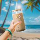 Christmas Gifts for Mom Womem, 16oz Can Glass Cups with Lids and Straws Mom Iced Coffee Cups for Mama Wife New Mother Stepmom on Birthday Xmas Presents