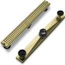24 Inch Linear Shower Drain - Brushed Gold 304 Stainless Steel Rectangular Floor Drain with Adjustable Leveling Feet, Hair Strainer and Removable Grate