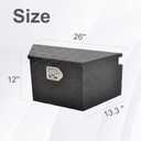 26 Inch Aluminum Utility Trailer Tongue Tool Box Wide Utility Trailer Tongue Toolbox RV Storage OrganizerTrailer Storage Tool Box With Lock & Keys Black,5 Bar Tread (26"X13.3"X12")