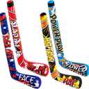 Deekin Set of 12 32 Inch Inflatable Hockey Sticks Party Favors Birthday Decorations, 4 Trendy Style, Funny Blow Up Hockey Stick Sports Birthday Party Supplies