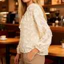 Womens Long Sleeve Casual Lightweight See Through Tunics Tops (White, XL)