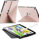INFILAND Case for iPad 10.2 Inch 9th/8th/7th Generation, Slim Foldable Book-Style Cover with Horizontal and Vertical Stand, Protective Case for iPad 10.2 (2021/2020/2019) (Rose Gold)