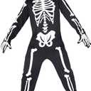 Halloween Skeleton Costume Jumpsuit for Men Adult, Skeleton Mask and Skeleton Gloves Size L