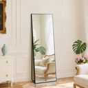 DUMOS 16"x59" Full Length Mirror with Stand, Floor Standing Aluminum Frame, Shatter-Proof Nano Glass for Bedroom, Living Room, Cloakroom – Modern Simple Home Decor,Can Be Hanging or Leaning, Black