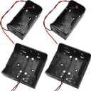 4PCS D Shape Uncapped Battery Pack with Cord with Leads 1x1Size 1.5V 2x1Size 3V Cord Length 15cm Black DIY Battery Box